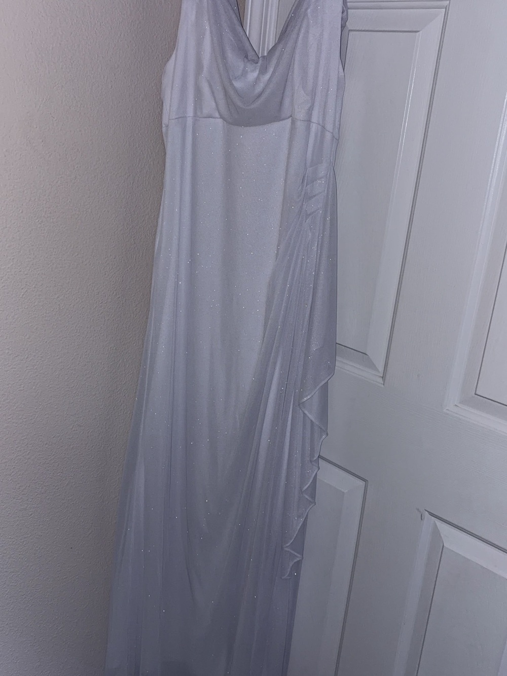 Sparkle White Cowl Neck Dress